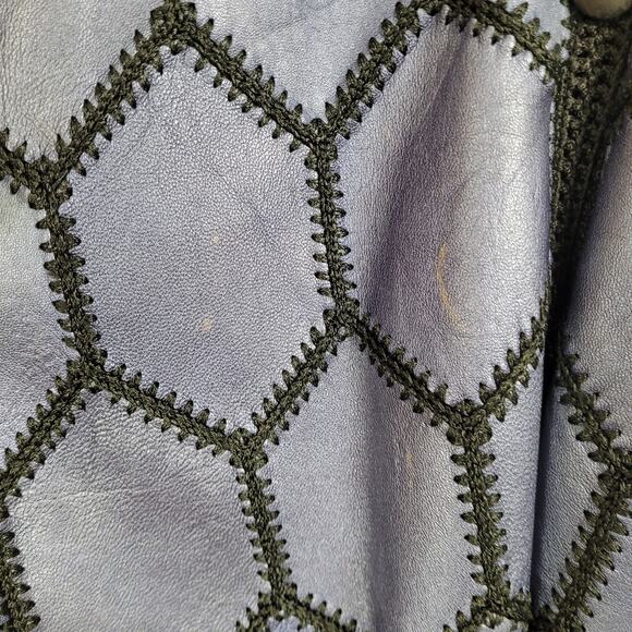 Vintage The Hide Out Purple Leather Patchwork Coat Sz XL Boho Hippie Whimsigoth - Picture 4 of 9